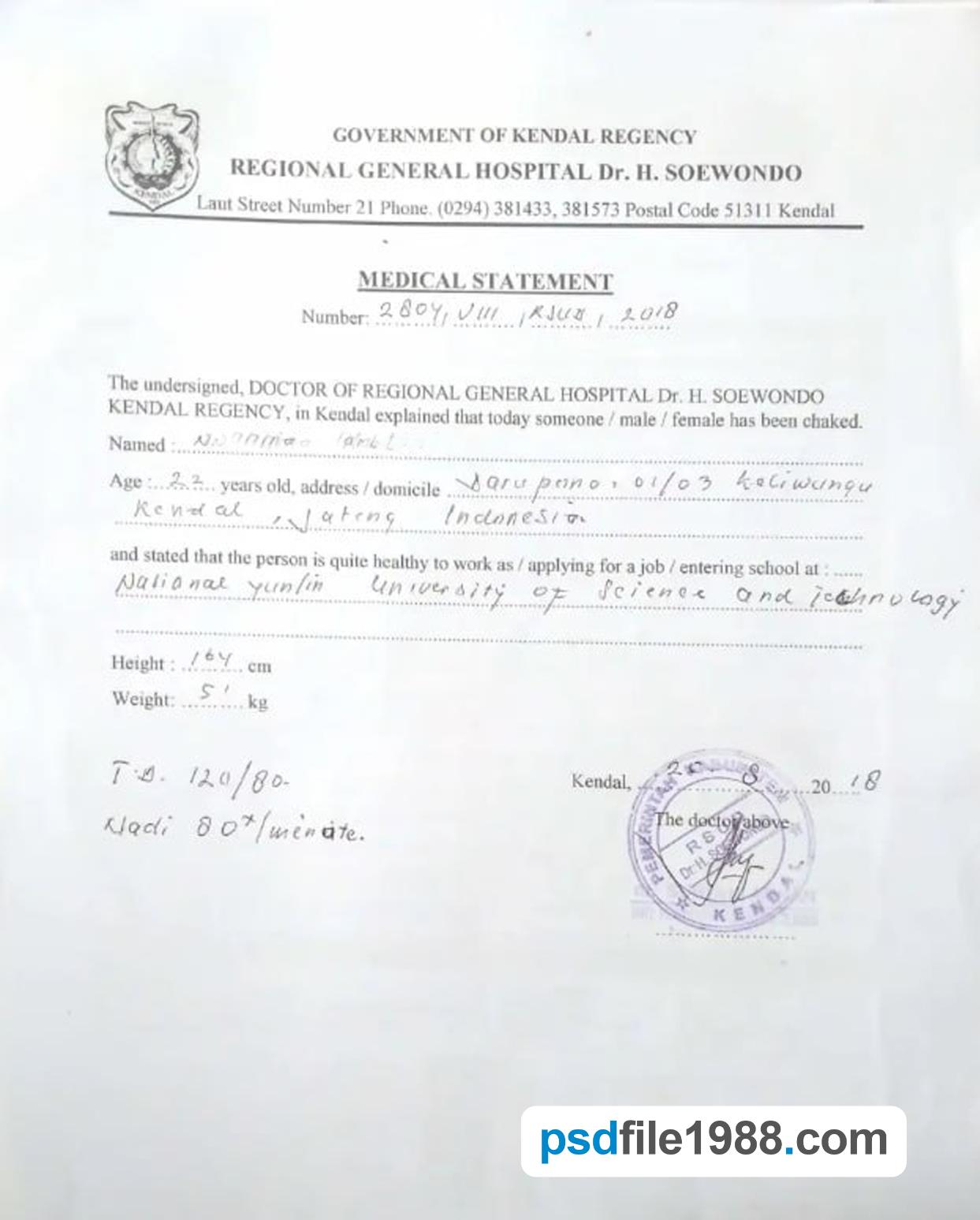 Romania Medical Statement